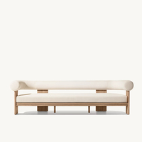 Ensemble de canapé et table basse d'extérieur confortable en teck au design circulaire moderne pour hôtel et salle de sport