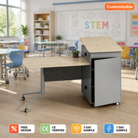 Bureau mobile robuste pour enseignant avec pupitre, rangement et roulettes, idéal pour les écoles, universités, salles de classe et salles de formation – Vente directe usine