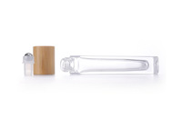 Botol Roll On Kaca Bulat Persegi 10ml untuk Minyak Esensial, Serum, Parfum, dengan Tutup Bambu (Grosir)