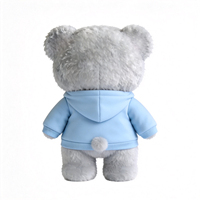 Peluche d'ours gris promotionnelle personnalisée avec sweat à capuche bleu – Peluche d'ours mignonne et personnalisable