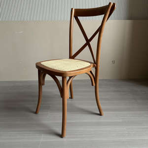 Katı ahşap yemek sandalyesi modern restoran rattan sandalye ahşap çapraz sandalye - Product Image 6