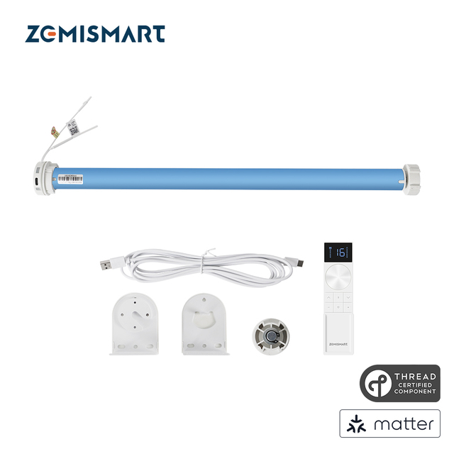 Zemismart Matter Thread Zebra Motorized Blind System Battery Roller Motor Smart Roller Shade Blinds Motor Smart Curtain Motor