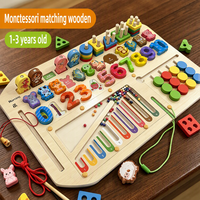 Tableau d'activités en bois 8-en-1 avec pêche magnétique, labyrinthe de perles, tri de toupies, numéros à lacer, pour l'apprentissage précoce des mathématiques, pour enfants, CE CPC, vente en gros, OEM, personnalisé