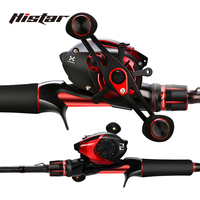 Ensemble canne à pêche HASIDA MS-X à action rapide avec pièces métalliques, système d'alarme, canne en carbone haute performance et moulinet baitcasting à double frein