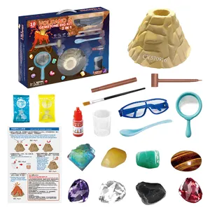 茎玩具教育游戏二合一火山和宝石挖掘套件科学DIY儿童玩具