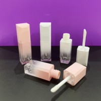 Tube de rouge à lèvres en plastique carré pour cosmétiques, conteneur de 5 ml, noir, rose, bleu, blanc, tube de brillant à lèvres vide avec pinceau, neuf