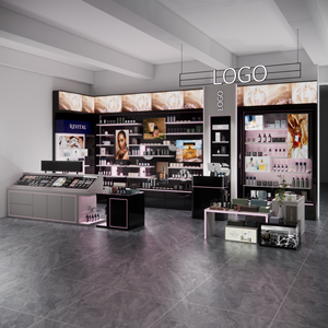 Estantes de exhibición de aluminio para decoración de tienda de cosméticos de mejor diseño, vitrina y escaparate de vidrio de estilo exquisito - Product Image 1