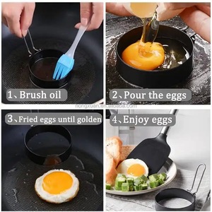 Stainless Steel Egg Ring Black Non Stick Egg Mold <b>Pancake</b> Ring Meat Patty <b>Maker</b> Kitchen Cooking Tool Set 6 Pack - Product Image 3