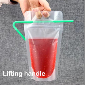 Borsa in piedi fredda e calda con cerniera trasparente per bevande riutilizzabili sacchetto di plastica per bevande in paglia - Product Image 5