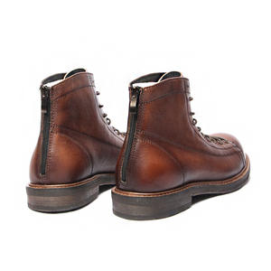 2026 <b>Leather</b> Patchwork <b>Boots</b> with Laces - Ankle <b>Boots</b> for <b>Men</b> - Goodyear Stitching Technology for Anti-Slip Function - Product Image 4