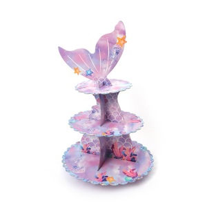 Soporte de Pastel de Papel de Tres Niveles con Diseño de Cola de Sirena DAMAI, Soporte Personalizado para Postres de Fiesta para Decoración de Cumpleaños - Product Image 1