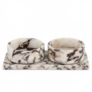 Comedero para Perros de Mármol Calacatta Viola, Comedero Antideslizante para Perros y Gatos, Plato para Mascotas con Peso Antivuelco, Platos Duraderos para Comida y Agua - Product Image 6