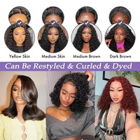 Perruques Bob en cheveux humains, sans colle, ondulées profondes, cheveux vietnamiens bruts, perruques Bob en cheveux humains, Lace Front, bouclées crépues pour femmes noires