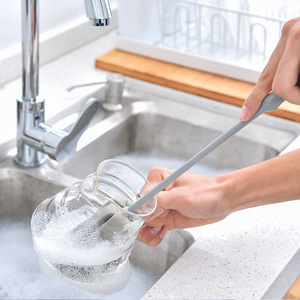 Brosse à tasses, brosse à bouteilles, éponge à récurer en laine d'acier, brosse de nettoyage à long manche, petite brosse de cuisine domestique avec boucle de suspension - Product Image 4