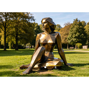 Escultura Metálica Moderna Pintada a Mano de Padre e Hija para Decoración de Jardín Exterior - Product Image 5