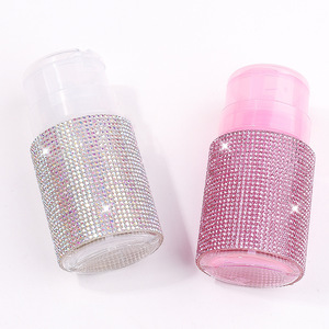 Flacon distributeur vide rose diamant, flacon pompe à pression portable en plastique pour liquides à ongles - Product Image 4