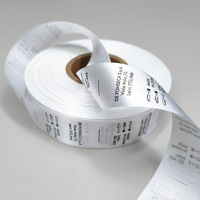 Vente directe usine – Ruban satin uni blanc/noir 24 mm, étiquette « Nettoyage à sec uniquement », tissu satiné en gros