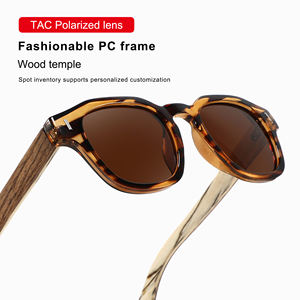 Gafas de Sol de madera UV400 hechas a mano a la moda, gafas de sol de madera con logotipo personalizado, gafas de sol de madera de bambú para hombre - Product Image 2