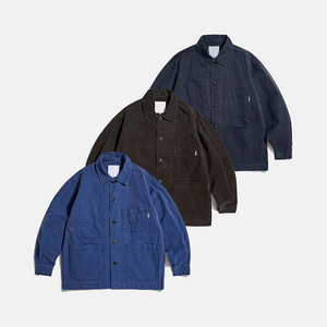 OEM Vintage Cotton Twill <strong>Chore</strong> <strong>Jacket</strong> for Men French Workwear with Button Decoration Breathable Plus Size for Autumn Season - Product Image 4
