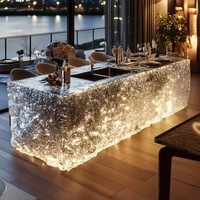 Comptoir de bar lumineux de style moderne minimaliste de luxe personnalisé avec plateau en résine transparente fabriqué en Chine pour une utilisation dans le salon