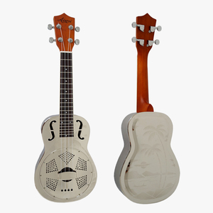 <span class=keywords><strong>Ukelele</strong></span> Resonador con Cuerpo de Latón Cromado Brillante, con Árbol Hawaiano, Acabado Arenado, <span class=keywords><strong>Ukelele</strong></span> de Concierto de 24 Pulgadas, Marca <span class=keywords><strong>Aiersi</strong></span> - Product Image 2