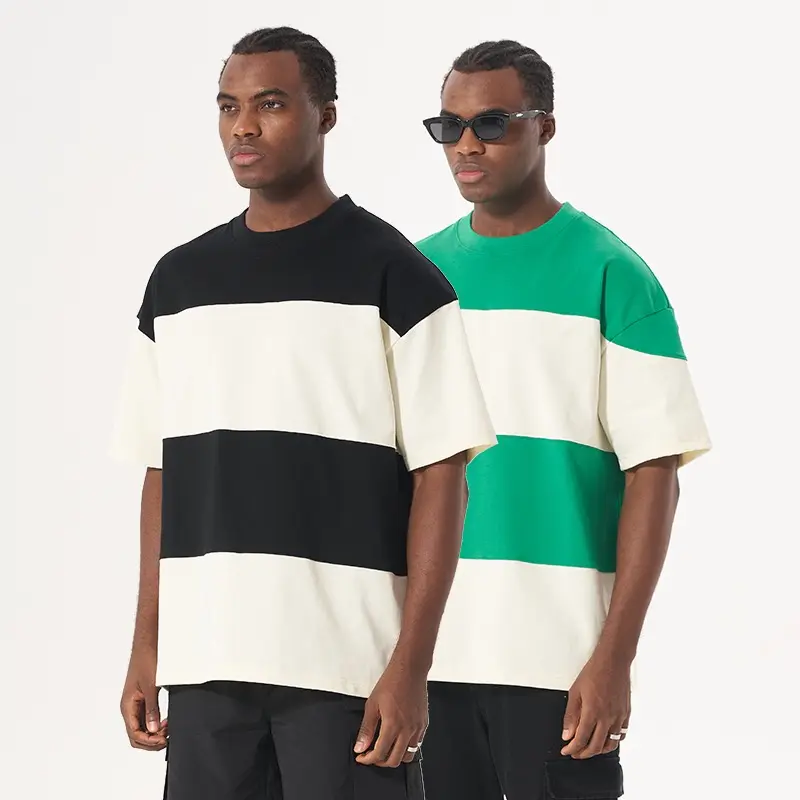 Высококачественная модная повседневная Хлопковая полосатая Лоскутная мужская одежда футболки для пользовательского логотипа