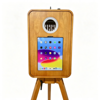 Photo Booth Lipat Kayu dengan Tripod, Pemotretan Multi-sudut, Kompatibel dengan Kebanyakan iPad & Kamera untuk Acara