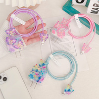 Protector de Cable de datos de carga de mariposa encantadora para iPhone 18W/20W cargador rápido PC cubierta protectora Winder Accesorios