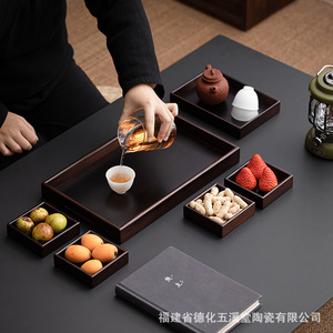 Bamboo <b>tea</b> <b>tray</b>, serving <b>tray</b>, practical fruit plate, retro-style divided fruit plate, afternoon <b>tea</b> divided storage <b>tray</b> for - Product Image 4