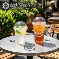 Gobelets en plastique PET transparents personnalisables avec logo imprimé, 16oz, 32oz, 12oz, jetables, pour matcha, café, avec couvercles et pailles pour boissons