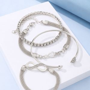 3 Pcs/Set Vintage Geometric Gold Plated Zircon <b>Infinity</b> Pattern 8 Number Adjustable <b>Bracelet</b> Set for Women Jewelry - Product Image 3