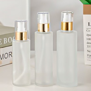 Envase de Vidrio Transparente Esmerilado para Cosméticos de Lujo, Tarro para Crema Facial con Bomba y Pulverizador, Set para el Cuidado de la Piel, Botella para Crema Facial y Loción - Product Image 1