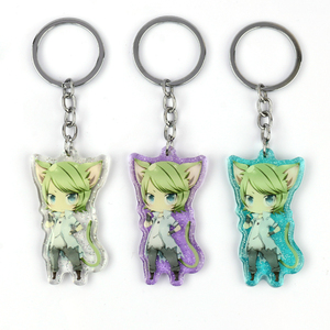 VOGRACE OEM Glitter <span class=keywords><strong>Epoxy</strong></span> Acrylic Keychain Tùy Chỉnh In Phim Hoạt Hình Hoạt Hình Ba Chiều Trong Suốt Móc Chìa Khóa Như Quà Tặng Khuyến Mãi - Product Image 1