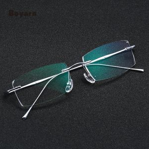 Boyarn Petit Rectangle Polygone Diamant Alliage de Titane Sans Monture <span class=keywords><strong>Photogray</strong></span> Antireflet <span class=keywords><strong>Lunette</strong></span> Photochromique Montures de Titane Lunettes - Product Image 4