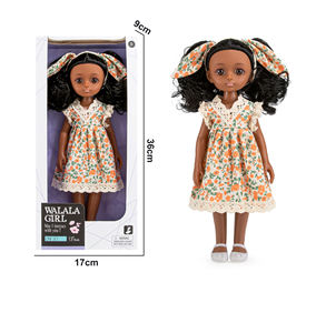 Poupée en silicone de 13 pouces, noire, tête bouclée noire et <span class=keywords><strong>yeux</strong></span> bruns, une robe avec un nœud papillon et des chaussures blanches pour <span class=keywords><strong>les</strong></span> filles, cadeau - Product Image 4