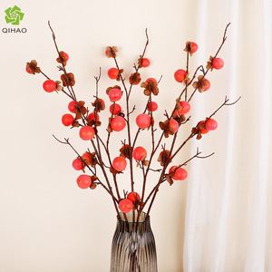 ดอกไม้ประดิษฐ์รูปผลไม้ลูกพลับจำลอง ยี่ห้อ Qihao ทำจากโฟม 8 หัว ทรงกลม สำหรับตกแต่งบ้านช่วงปีใหม่ - Product Image 1