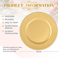 Offre Spéciale Assiettes de Présentation Rondes Dorées en PP 13 Pouces Réutilisables pour Mariages, Événements et Fêtes