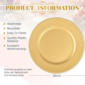 Éxito <span class=keywords><strong>de</strong></span> Ventas: Platos <span class=keywords><strong>de</strong></span> Presentación Dorados <span class=keywords><strong>de</strong></span> 13 Pulgadas <span class=keywords><strong>de</strong></span> Plástico PP Reutilizables para Decoración <span class=keywords><strong>de</strong></span> Mesas en Bodas, Eventos <span class=keywords><strong>y</strong></span> Fiestas - Product Image 2