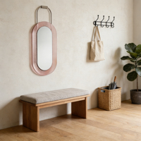 Miroir mural circulaire moderne avec cadre en acier inoxydable, écran LED, miroir décoratif de 5 cm d'épaisseur pour la décoration de la maison