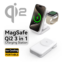 Chargeur sans fil 3-en-1 à charge rapide 25W, support pliable magnétique pour téléphone portable, écouteurs et montre, matériau ABS, 30W max
