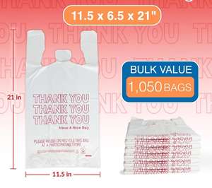 Bolsas para camisetas personalizadas duraderas, bolsas de plástico reciclado para uso en supermercados y exposiciones - Product Image 1