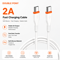 KABEL DOUBLE PONY Silikon Lembut 2A Pengisian Cepat USB-C ke USB-C untuk iPhone 18 Komputer & Printer (1m)