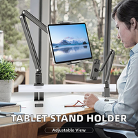 Support de tablette réglable en alliage d'aluminium avec base rotative à 360 degrés pour iPad, Kindle et appareils de 4,7 à 13 pouces