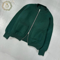 KD Tricot Fabricant Personnalisable Logo Motif Poche À Manches Longues Double Fermeture Éclair Laine Hommes Pull Cardigan