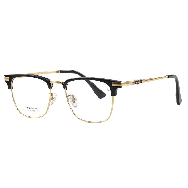 T33001men 'S Zakelijke Casual Wenkbrauwframe Eenvoudige Titanium Ip Galvaniseren Bril Montuur Optische Bril