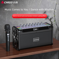 QQY All-in-One Outdoor Karaoke-Lautsprecher mit Schultergurten, kabellos für 2 Mikrofone, HD-Ausgang, mobile Liedbestellung für Sport
