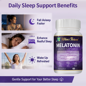 Wins Town Complexe de Sommeil Avancé à la Mélatonine, Capsules Végétales, L-Théanine, Soutien au Sommeil, 60 Capsules Végétales, Complément Alimentaire Végétalien - Product Image 5