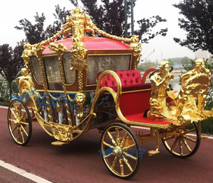 Calèche royale de luxe européenne de haute qualité, sculptée, pour mariage, calèche citrouille de princesse pour la visite des monuments - Product Image 5