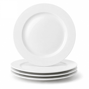 High Bone China <b>Plate</b> Customized Wedding Hotel White Porcelain Flat <b>Plate</b> <b>Ceramic</b> Round <b>Plate</b> Dinner Decorative - Product Image 1