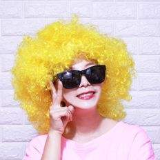 Jumbo jaune Porle Bomb Head perruques cheveux humains Party Ware pour une utilisation - Product Image 1